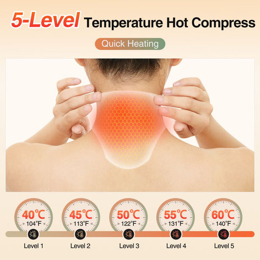 Heated Neck Wrap with Massage - Infrared Heat Therapy, Vibration Massage, Rechargeable & Adjustable | NEW V1232-JBAMYS001