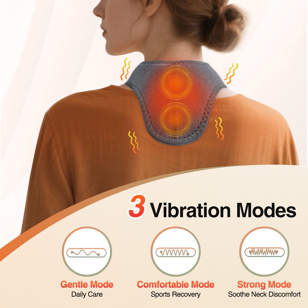 Heated Neck Wrap with Massage - Infrared Heat Therapy, Vibration Massage, Rechargeable & Adjustable | NEW V1232-JBAMYS001