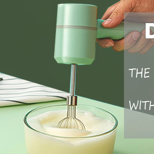 Green Wireless charging handheld mixer, 30W with three-speed settings. Dual whisk heads designed for whipping V1232-JBJ001