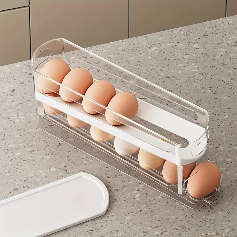 2pcs Automatic Replenishing Egg Box: Refrigerator Storage Essential, Space - saving and Easy to Access V1232-JDSNH001