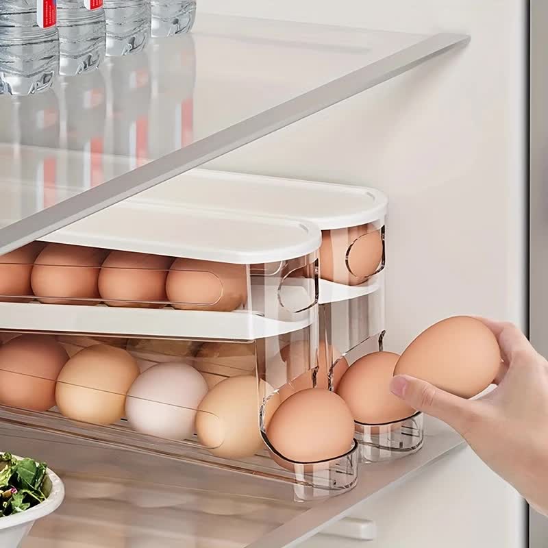 2pcs Automatic Replenishing Egg Box: Refrigerator Storage Essential, Space - saving and Easy to Access V1232-JDSNH001