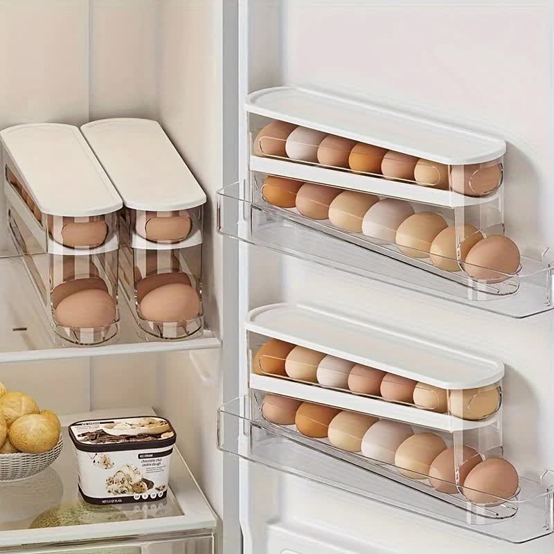 2pcs Automatic Replenishing Egg Box: Refrigerator Storage Essential, Space - saving and Easy to Access V1232-JDSNH001