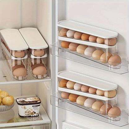2pcs Automatic Replenishing Egg Box: Refrigerator Storage Essential, Space - saving and Easy to Access V1232-JDSNH001