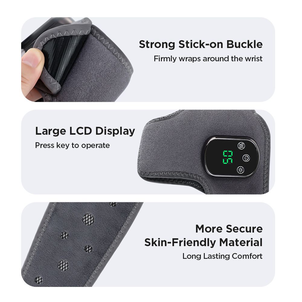 Heated Ankle Wrap with Massage - Infrared Heat Therapy, Vibration Massage, Rechargeable & Adjustable Strap | V1232-JHAMY001