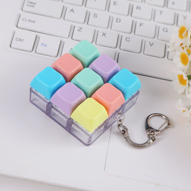 Creative Fingertip Stress Reliever: Keyboard Click Sound Keychain, Colorful Fidget Ring Relaxation V1232-JPJYYSK002