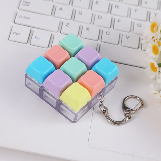 Creative Fingertip Stress Reliever: Keyboard Click Sound Keychain, Colorful Fidget Ring Relaxation V1232-JPJYYSK002