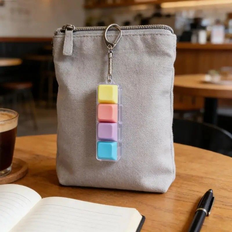 Creative Fingertip Stress Reliever: Keyboard Click Sound Keychain, Colorful Fidget Ring Relaxation V1232-JPJYYSK002