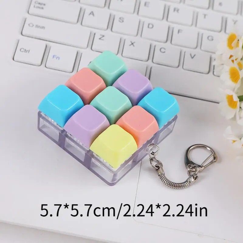 Creative Fingertip Stress Reliever: Keyboard Click Sound Keychain, Colorful Fidget Ring Relaxation V1232-JPJYYSK002