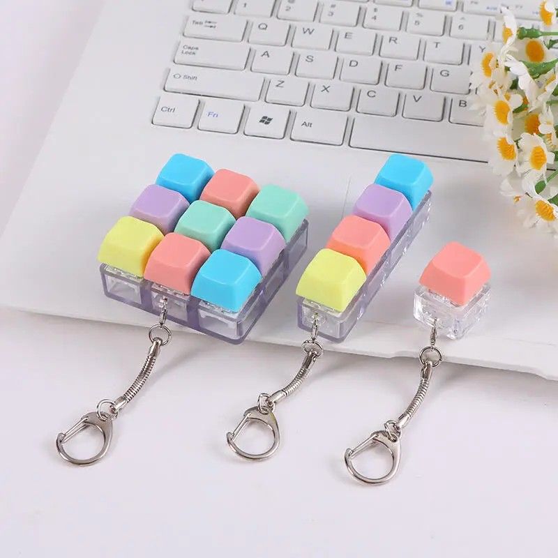 Creative Fingertip Stress Reliever: Keyboard Click Sound Keychain, Colorful Fidget Ring Relaxation V1232-JPJYYSK002
