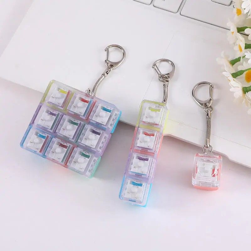 Creative Fingertip Stress Reliever: Keyboard Click Sound Keychain, Colorful Fidget Ring Relaxation V1232-JPJYYSK002
