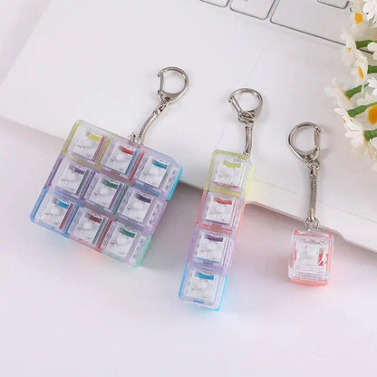 Creative Fingertip Stress Reliever: Keyboard Click Sound Keychain, Colorful Fidget Ring Relaxation V1232-JPJYYSK002