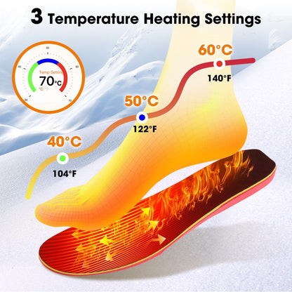 Rechargeable Heated Insoles with Bluetooth APP Control - 3 Heat Settings (40-60 degrees C), Trim-to-Fit, V1232-JRKCXD001