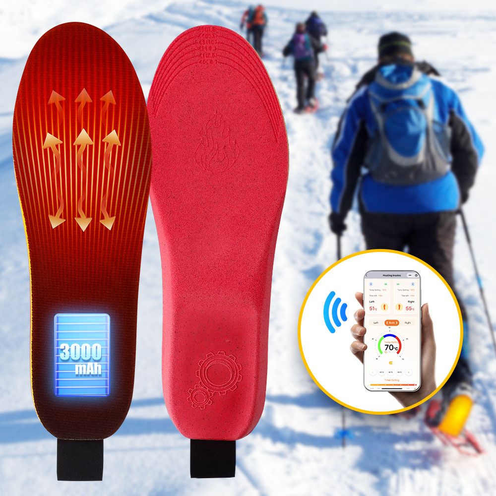 Rechargeable Heated Insoles with Bluetooth APP Control - 3 Heat Settings (40-60 degrees C), Trim-to-Fit, V1232-JRKCXD001