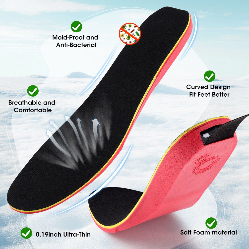 Rechargeable Heated Insoles with Bluetooth APP Control - 3 Heat Settings (40-60 degrees C), Trim-to-Fit, V1232-JRKCXD001