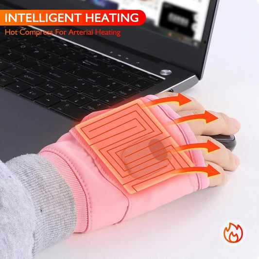 BLACK Professional USB electric heating fingerless gloves, unisex, with LED temperature display, 3-level V1232-JRST001