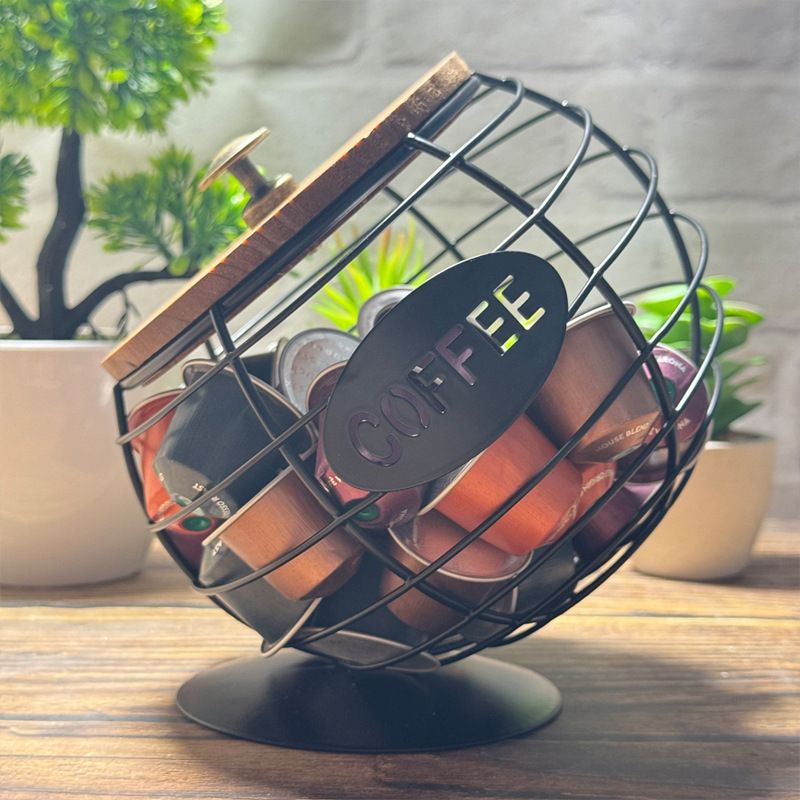 1pc Unique Coffee Capsule Basket Iron Coffee Pod Holder with Slanted Design for Home Bar and Cafe Display. V1232-KFJNL001