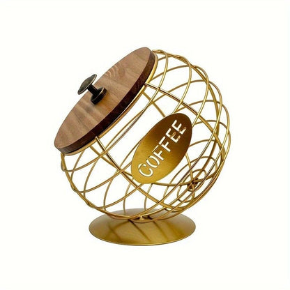 1pc Unique Coffee Capsule Basket Iron Coffee Pod Holder with Slanted Design for Home Bar and Cafe Display. V1232-KFJNL001