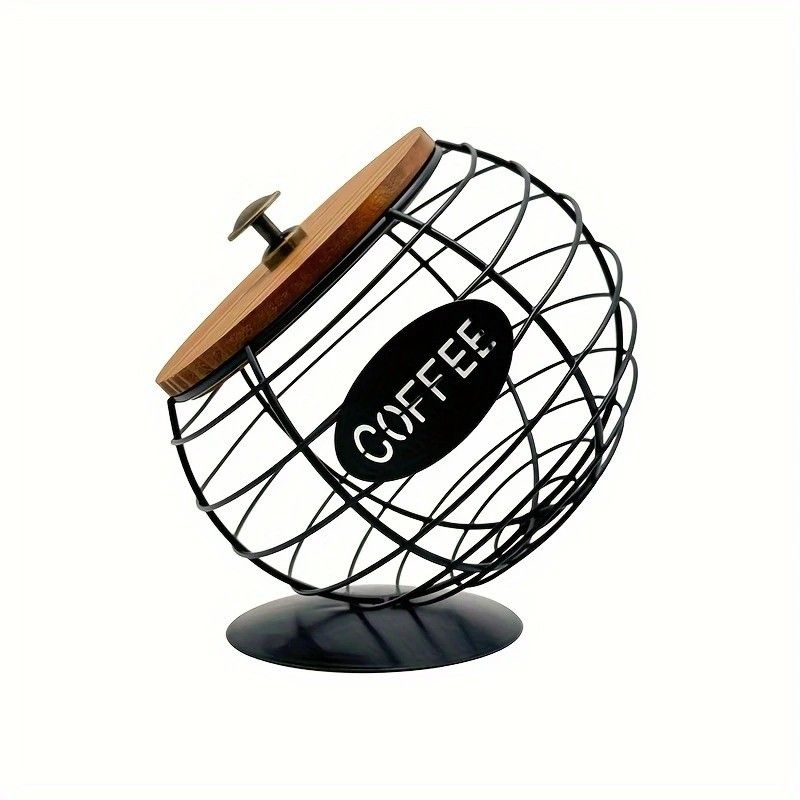 1pc Unique Coffee Capsule Basket Iron Coffee Pod Holder with Slanted Design for Home Bar and Cafe Display. V1232-KFJNL001