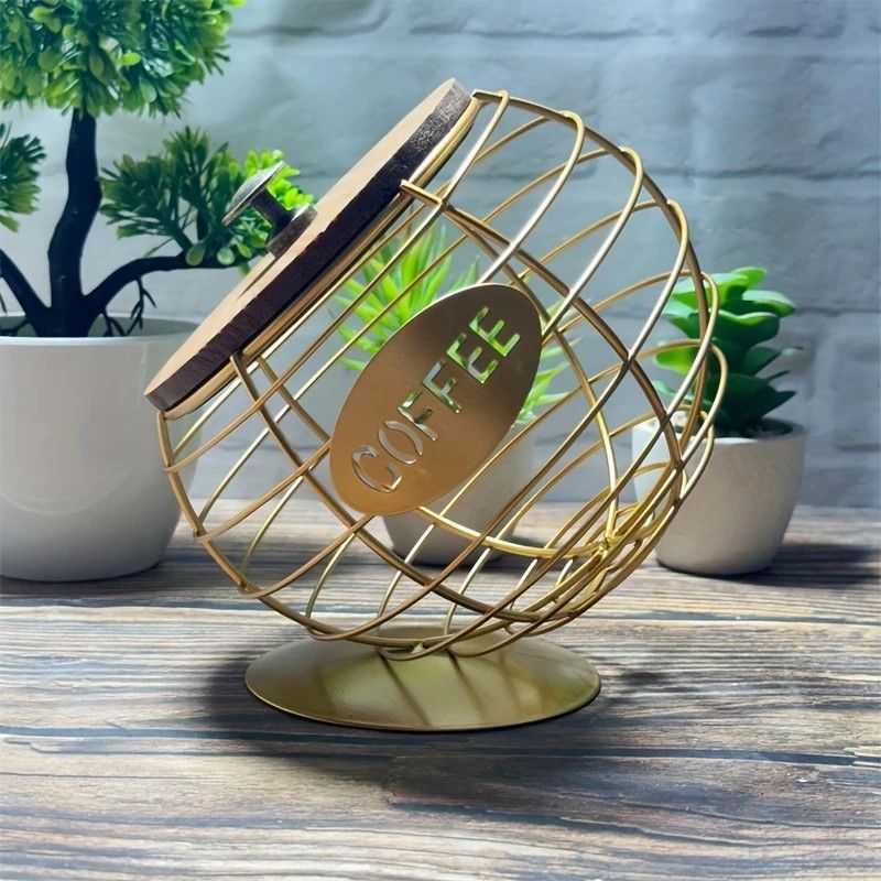 1pc Unique Coffee Capsule Basket Iron Coffee Pod Holder with Slanted Design for Home Bar and Cafe Display. V1232-KFJNL001
