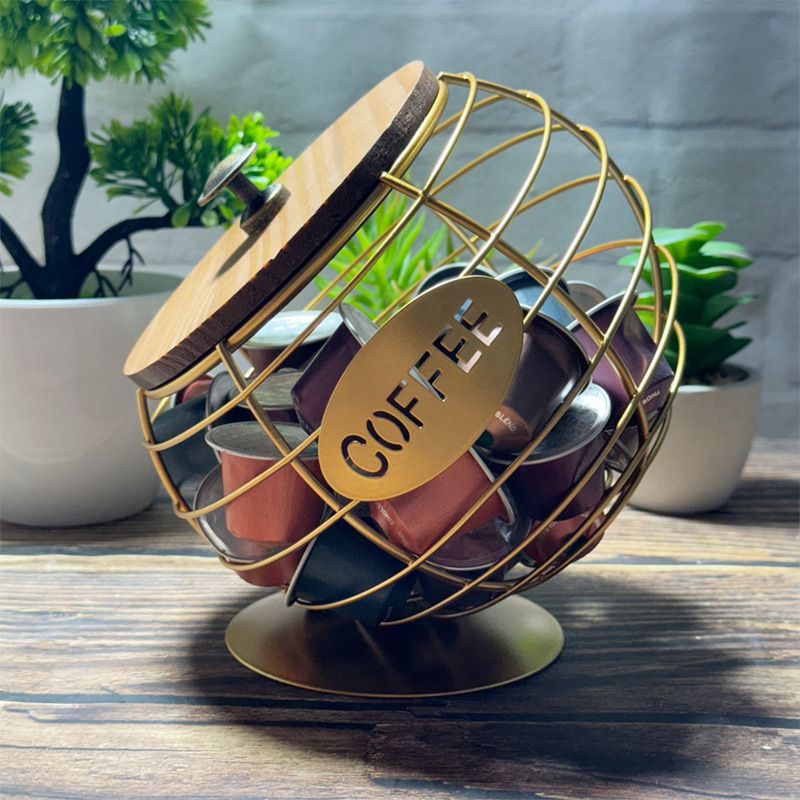 1pc Unique Coffee Capsule Basket Iron Coffee Pod Holder with Slanted Design for Home Bar and Cafe V1232-KFJNL002
