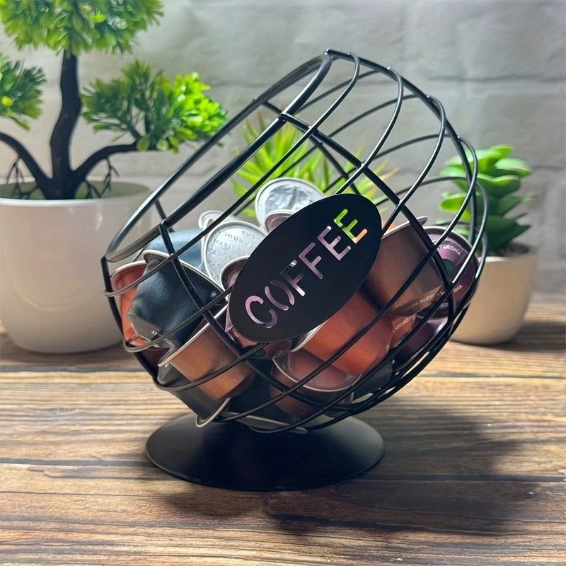 1pc Unique Coffee Capsule Basket Iron Coffee Pod Holder with Slanted Design for Home Bar and Cafe V1232-KFJNL002