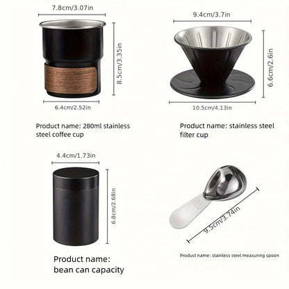 6-Piece Pour Over Coffee Set, Coffee Machine Gift Box, Pour Over Coffee Kettle, Coffee Cup, Coffee Bean V1232-KFLXTZ001