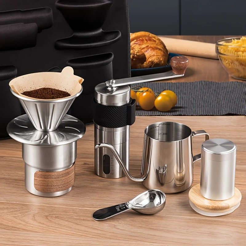 6-Piece Pour Over Coffee Set, Coffee Machine Gift Box, Pour Over Coffee Kettle, Coffee Cup, Coffee Bean V1232-KFLXTZ001