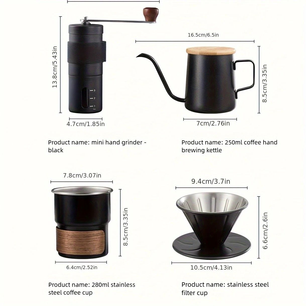 6-Piece Pour Over Coffee Set, Coffee Machine Gift Box, Pour Over Coffee Kettle, Coffee Cup, Coffee Bean V1232-KFLXTZ002