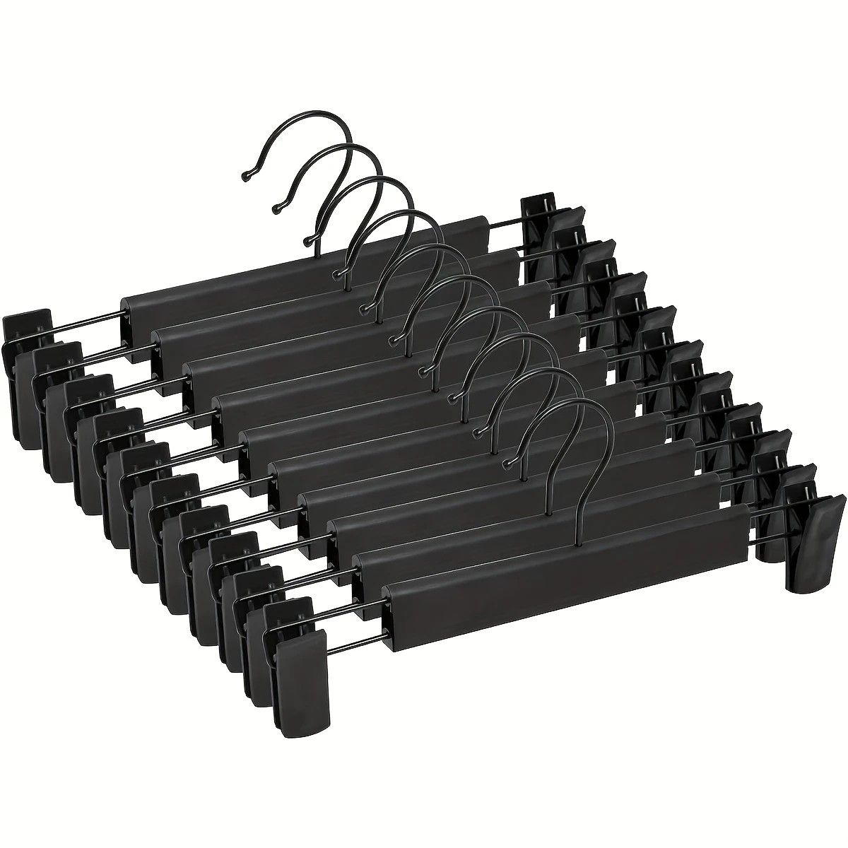 10-Pack Multi-Purpose Adjustable Pant Hangers: Thickened Non-Slip Clips, 360 degrees Rotating Hook, V1232-KJ001