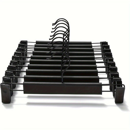 10-Pack Multi-Purpose Adjustable Pant Hangers: Thickened Non-Slip Clips, 360 degrees Rotating Hook, V1232-KJ001