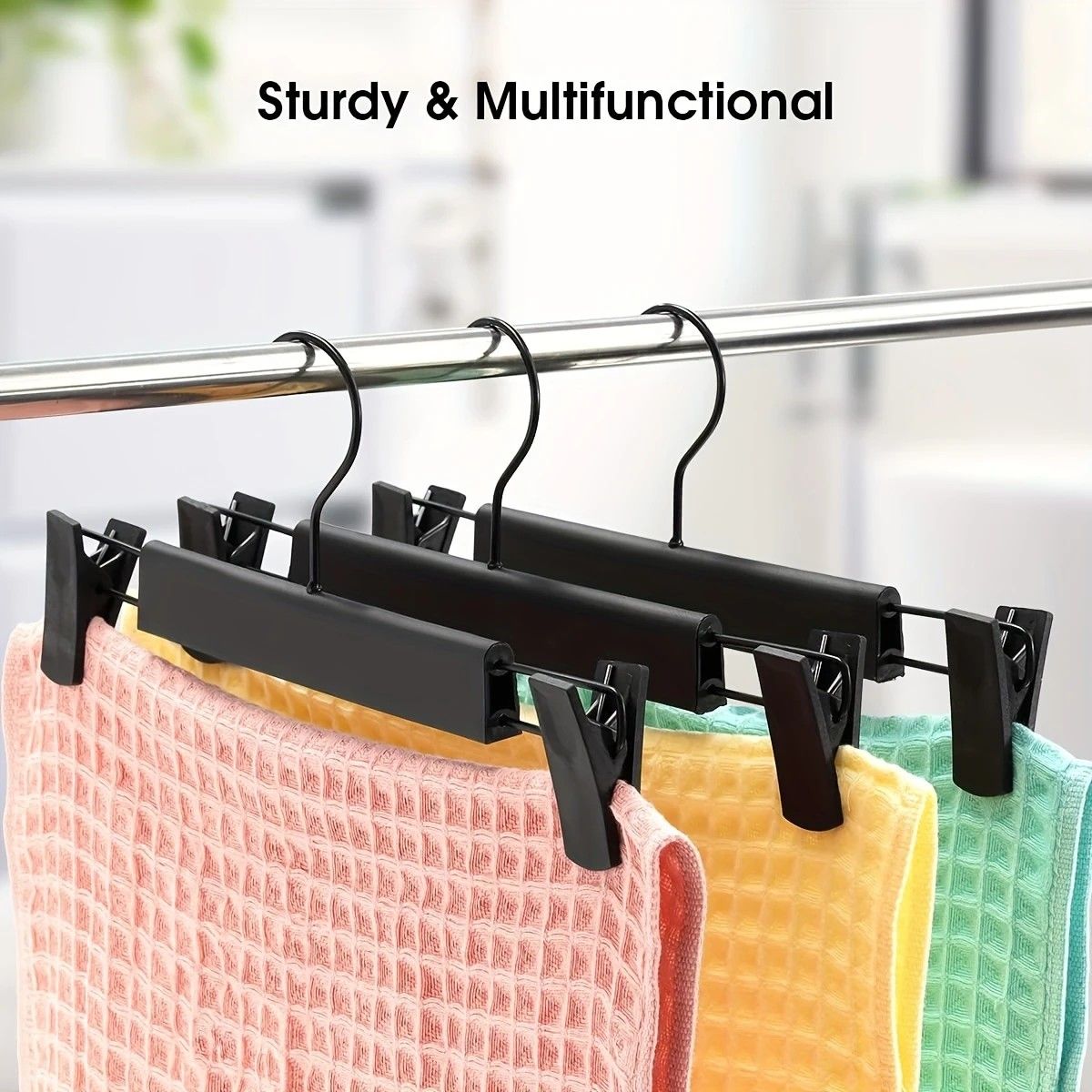 10-Pack Multi-Purpose Adjustable Pant Hangers: Thickened Non-Slip Clips, 360 degrees Rotating Hook, V1232-KJ001