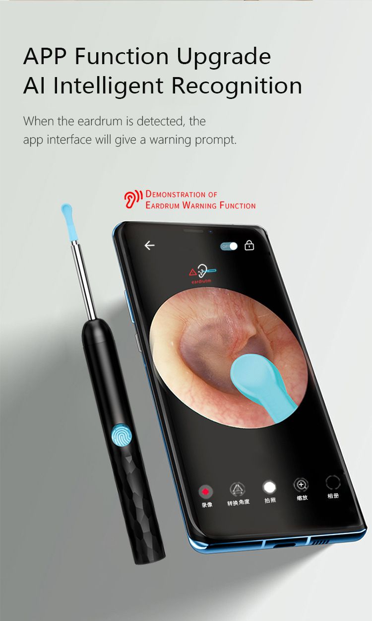 8-Piece Smart Visual Ear Cleaner, 1080P HD AI Warning, IP67 Waterproof Silicone Soft Tip, Safe and V1232-KSCHQ001