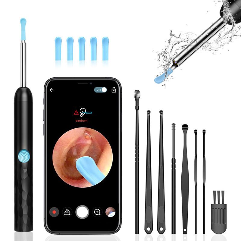 8-Piece Smart Visual Ear Cleaner, 1080P HD AI Warning, IP67 Waterproof Silicone Soft Tip, Safe and V1232-KSCHQ001