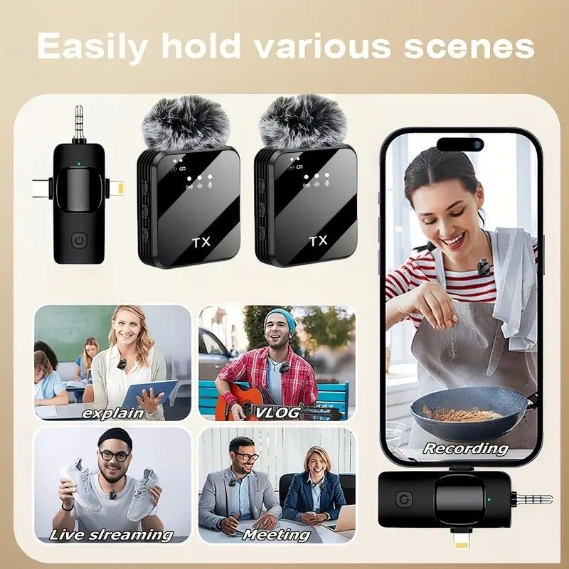 2.4G Wireless Lavalier Microphone: Multi - person, Full - scenario Audio, 25m HD Noise - reduction V1232-LJMKF001