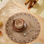 4pcs Nordic Style Round Table Mat, Exquisite Openwork Weave, Polyester Hemp-Like Texture, 38cm Dining Mat, V1232-LKZD001