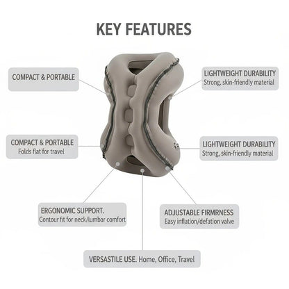 Inflatable Travel Pillow | Multi-Scene Ergonomic Design, 3-Second Inflate/Deflate, Relieves Travel V1232-LXHJZCQ001