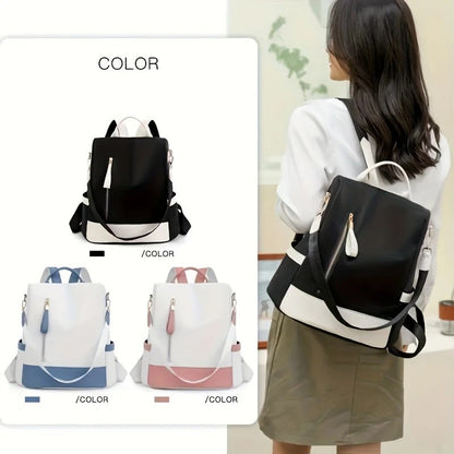 BLUE Large-Capacity Travel Backpack & Tote: Lightweight Soft Nylon, Reversible Shoulder Straps, Multiple V1232-LXSJB002