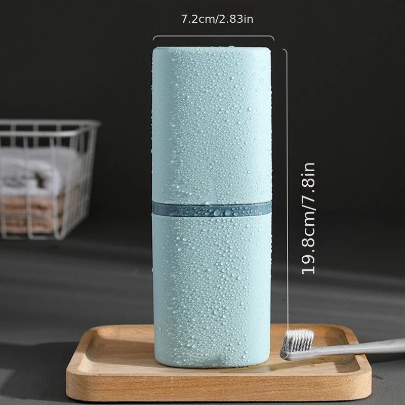 1pc Portable Toothbrush Holder Box, Multi-functional Travel Toothbrush Storage Case, Mouthwash Cup and V1232-LXSKB001