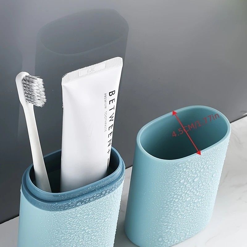 1pc Portable Toothbrush Holder Box, Multi-functional Travel Toothbrush Storage Case, Mouthwash Cup and V1232-LXSKB001