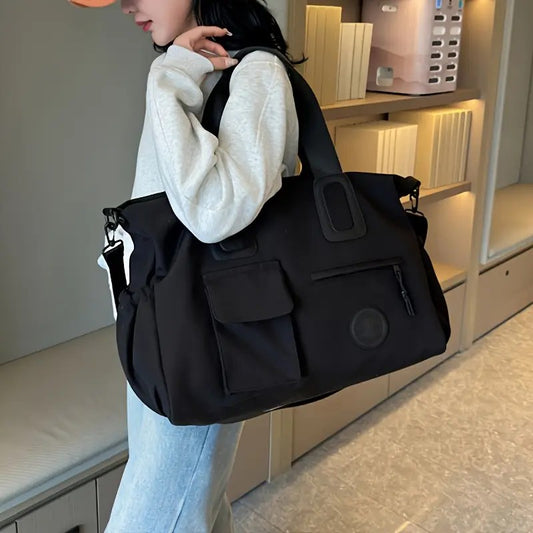 black Large-capacity travel tote bag, lightweight carry-on luggage with shoulder strap, gym bag, portable V1232-LXSTB001