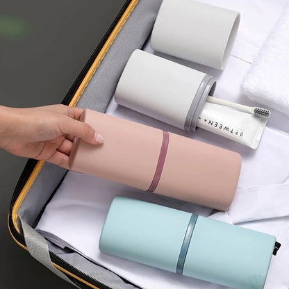 1pc Portable Toothbrush Holder Box, Multi-functional Travel Toothbrush Storage Case, Mouthwash Cup and V1232-LXSYB002