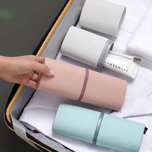 1pc Portable Toothbrush Holder Box, Multi-functional Travel Toothbrush Storage Case, Mouthwash Cup and V1232-LXSYB003