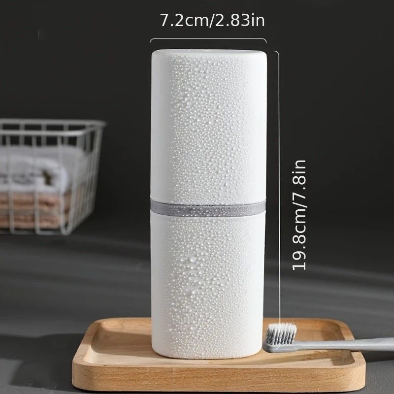 1pc Portable Toothbrush Holder Box, Multi-functional Travel Toothbrush Storage Case, Mouthwash Cup and V1232-LXSYB003