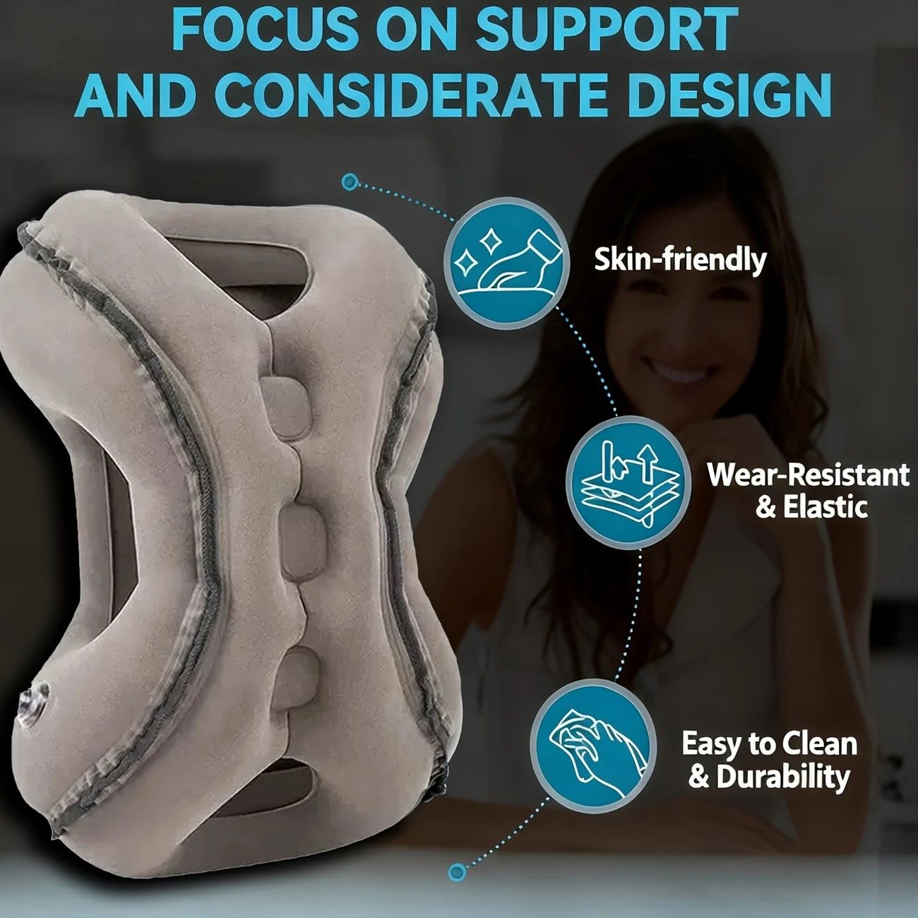 Inflatable Travel Pillow | Multi-Scene Ergonomic Design, 3-Second Inflate/Deflate, Relieves Travel V1232-LXZTCQ001