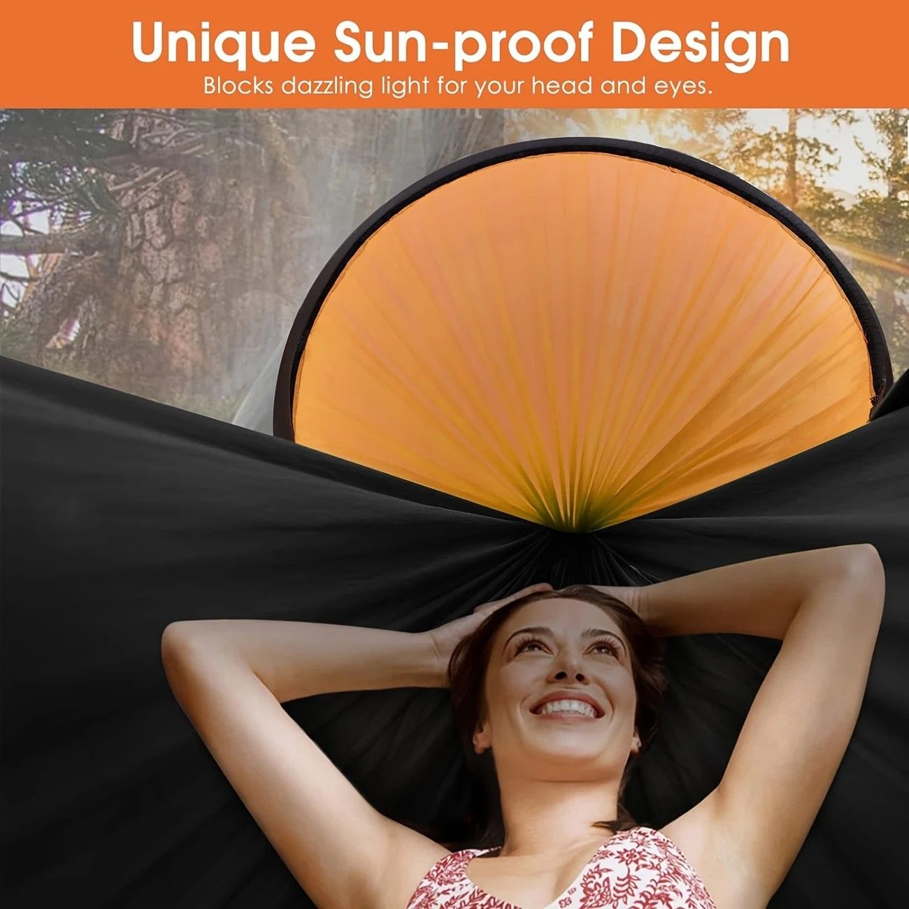 Sun-Protection Outdoor Hammock|2-in-1 Detachable Mosquito Net, Portable Camping Essential. orange V1232-LYDC001