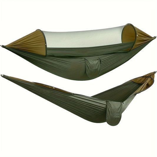 Sun-Protection Outdoor Hammock|2-in-1 Detachable Mosquito Net, Portable Camping Essential.pitch green V1232-LYDC002