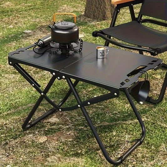 Portable Folding Camping Table Iron Outdoor Picnic Beach BBQ Tailgate Hiking with Storage Bag(BLACK) V1232-LYZ001