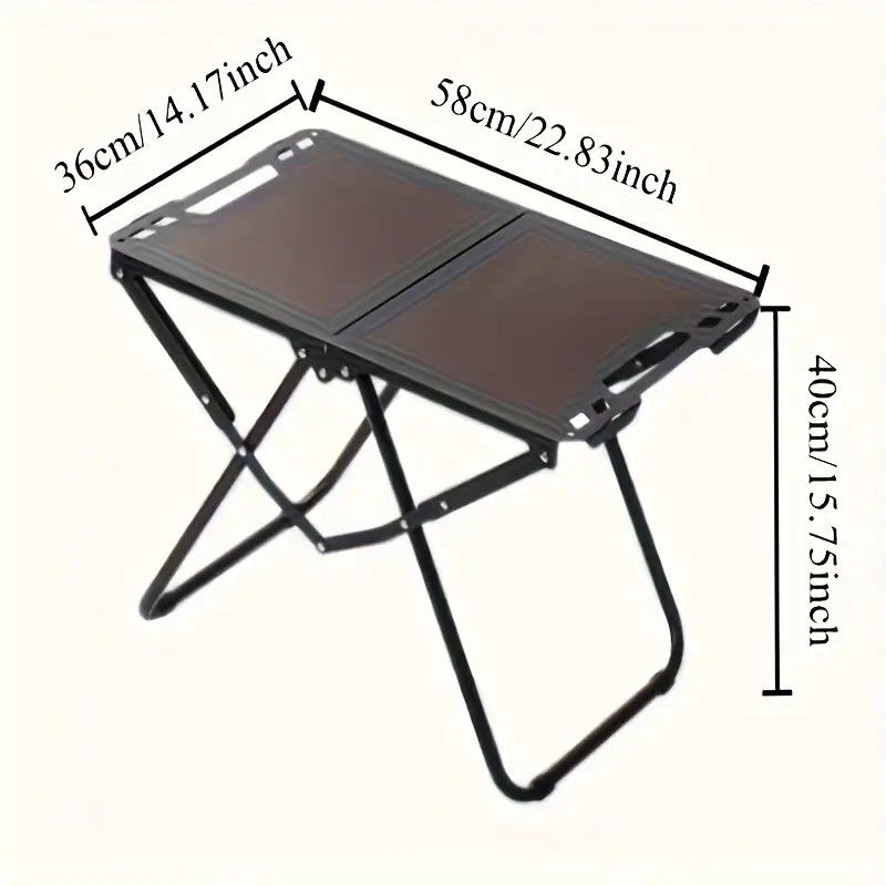 Portable Folding Camping Table Iron Outdoor Picnic Beach BBQ Tailgate Hiking with Storage Bag(BLACK) V1232-LYZ001