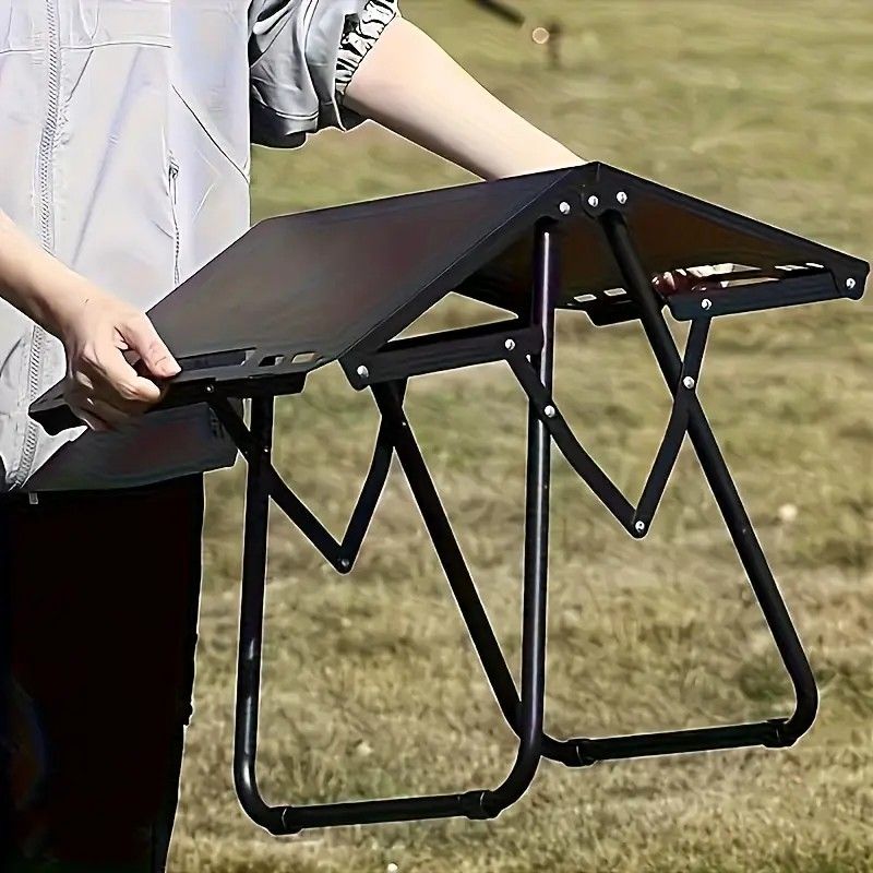 Portable Folding Camping Table Iron Outdoor Picnic Beach BBQ Tailgate Hiking with Storage Bag(BLACK) V1232-LYZ001