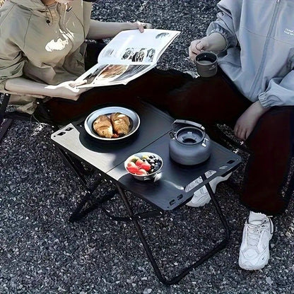 Portable Folding Camping Table Iron Outdoor Picnic Beach BBQ Tailgate Hiking with Storage Bag(BLACK) V1232-LYZ001
